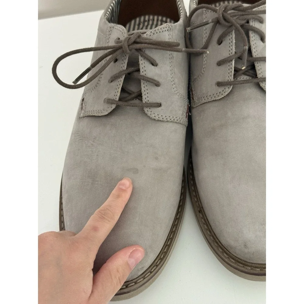 Clarks Mens Radcliff Low Gray Leather Casual Shoes Suede Sz 12 Event Office